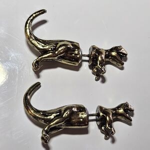 **Sale** Gold Tone Dinosaur Head And Tail Jacket Fashion Earrings